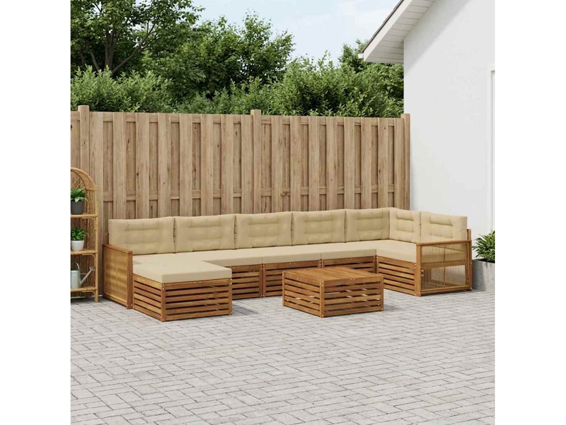 Vidaxl Conjunto De Sofás Para Exterior 8 Pcs Natural E Bege