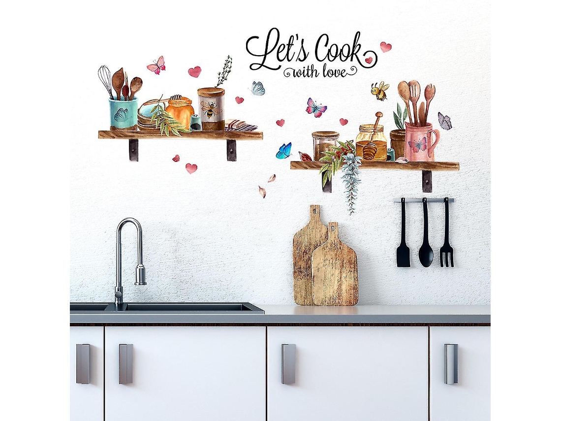 Rebe stickers de Parede para Cozinha, Utensílios Decorativos, Decoração Mural de Cozinha