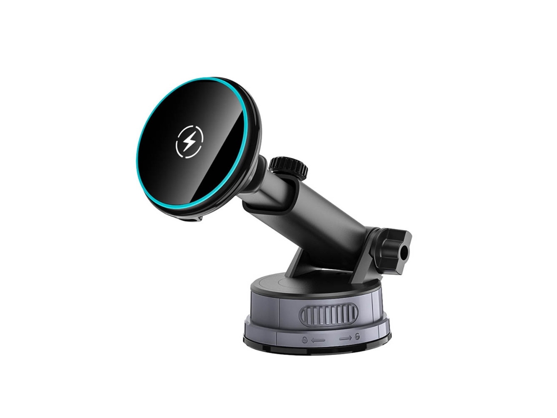 Suporte Magnético Para Celular Veicular Qi 2.0 De 15 W Com Sucção A Vácuo, Rotação De 360° E Ajuste De 270°, Compatível Com Apple Magsafe.