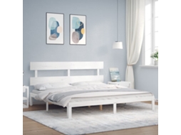 Cama Sem Colchão 200x200 Cm Madeira De Pinho Maciça Branco