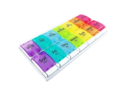 Organizador/lembrete Semanal Para Comprimidos, Suplementos E Vitaminas, 7 Dias, 2 Compartimentos Por Dia Aquaforge (lgl)