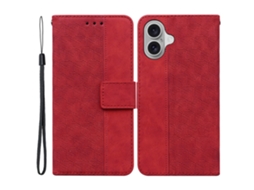 Capa Em Couro Pu, Cor Vermelho, Para Apple Iphone 16