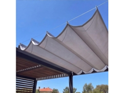 Toldo Retrátil Ondulado Impermeável 200 X 210 Cm Cinza Claro Para Pátio