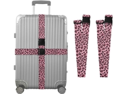 Conjunto De 2 Cintas Bagagem Personalizáveis Com Fivelas E Presilhas, Estampa De Leopardo Rosa