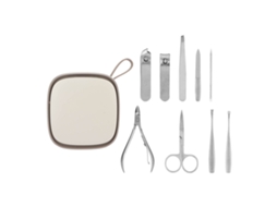 Lurelia Conjunto De Cuidados De Unhas 9 Peças, Em Aço Inoxidável, Dupla Face, Com Estojo, Cor Cinzento, Para Cuidados Pessoais