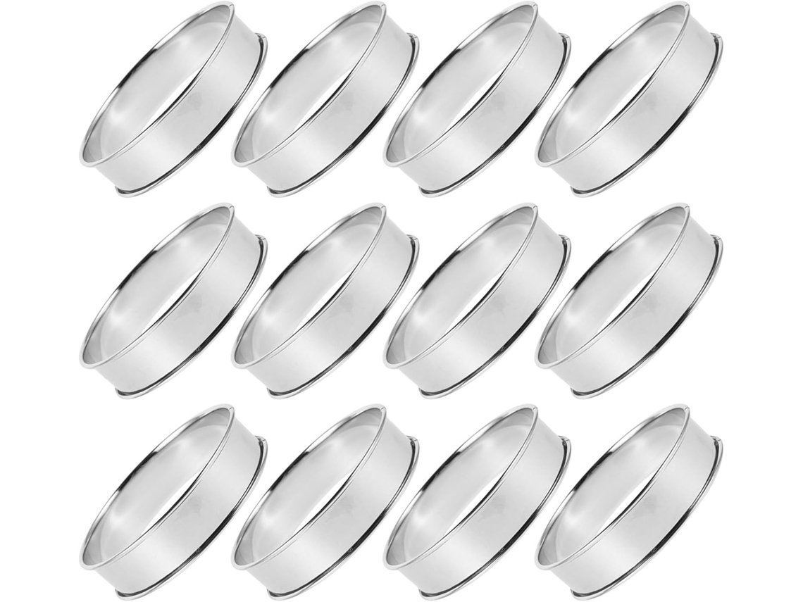 Conjunto De 12 Formas Redondas De Aço Inoxidável Galpada Para Muffins