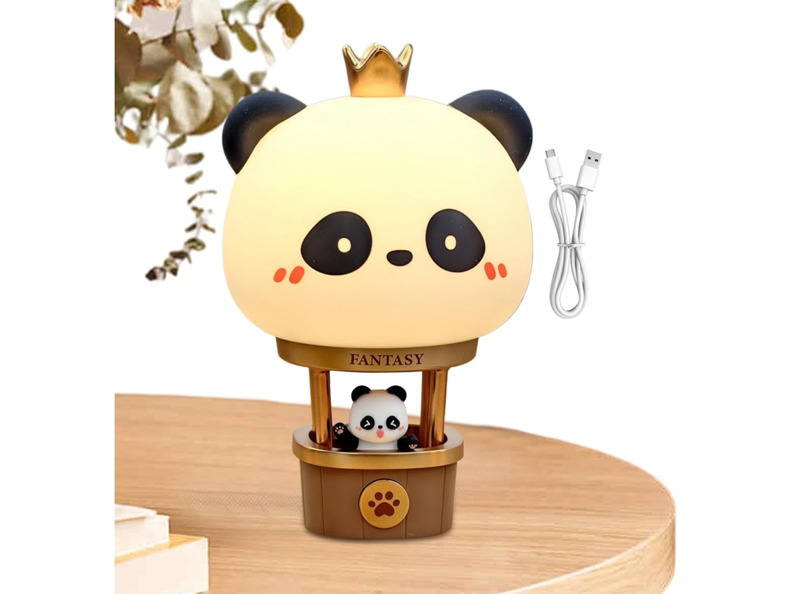 Luminária de dormir em formato de panda, com 3 níveis de intensidade ajustável.