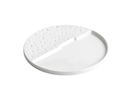Prato Grande De Porcelana Branca Com Elegante Design De Covinhas, Ideal Para Servir Sobremesas E Aperitivos Em Restaurantes.