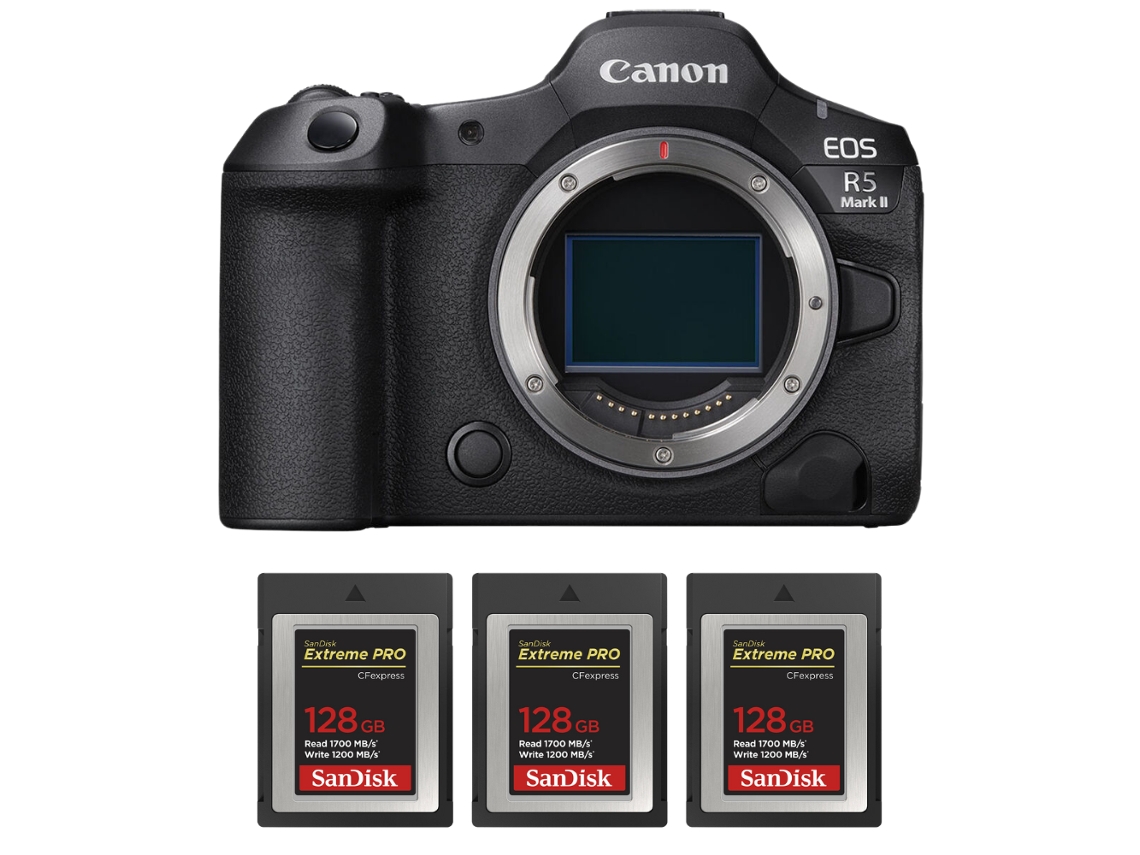 Eos R5 Mark Ii + 3 Sandisk 128gb Extreme Pro Cfexpress Type B + Ebook “20 Dicas para Fotos Que Impressionam” CANON