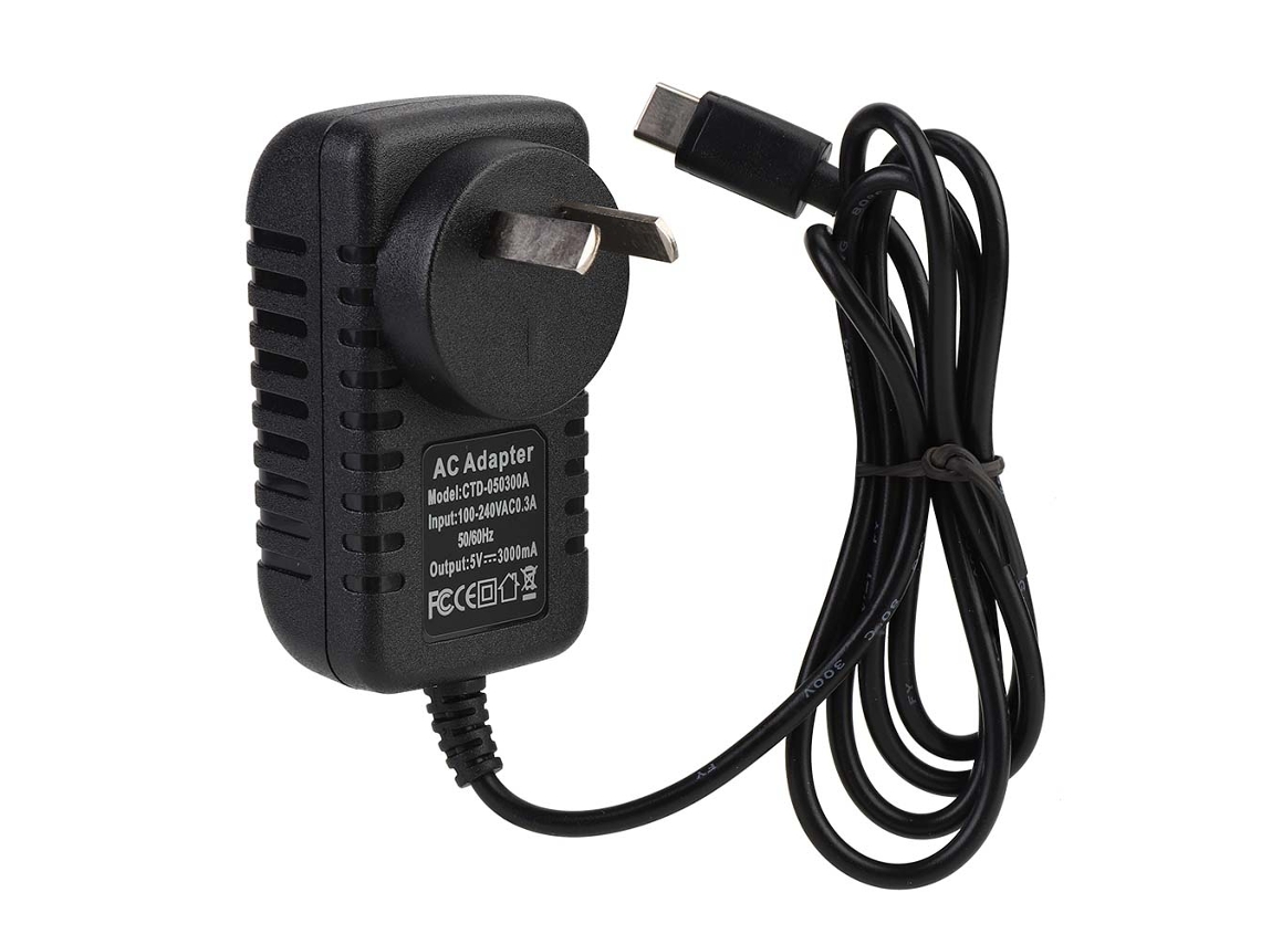 Adaptador De Energia 5v/3a Com Interface Type-c, Padrão Australiano Para Raspberry Pi 4b.