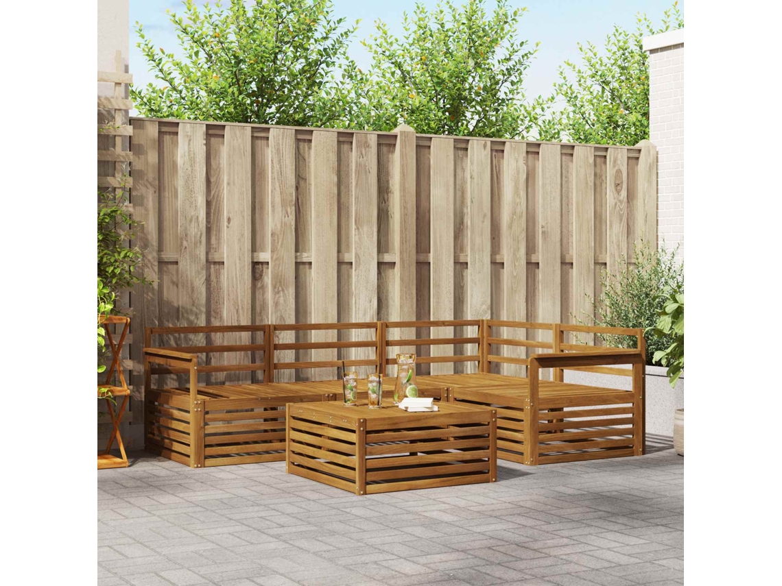 Vidaxl Conjunto De Sofás Para Exterior 5 Pcs Natural