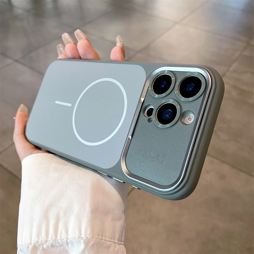 (cinza 15) Capa Magsafe Para Celular Com Moldura Para Lente E Proteção Para A Câmera.