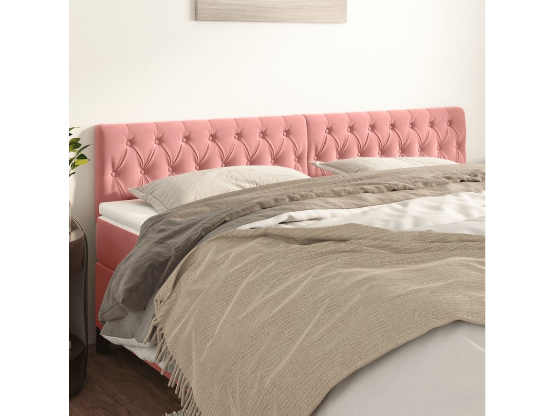Cabeceira De Cama | Painel De Cama 2 Pcs Veludo 100x7x78/88 Cm Rosa