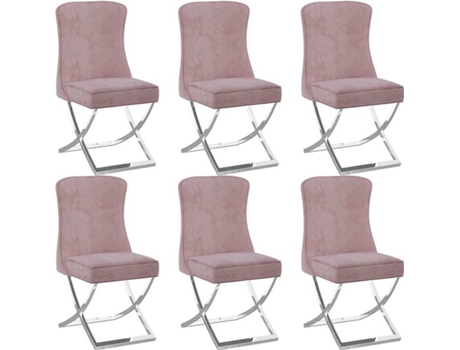 Conjunto 6 Cadeiras de Jantar  (Rosa - Veludo - 53 x 52 x 98 cm)