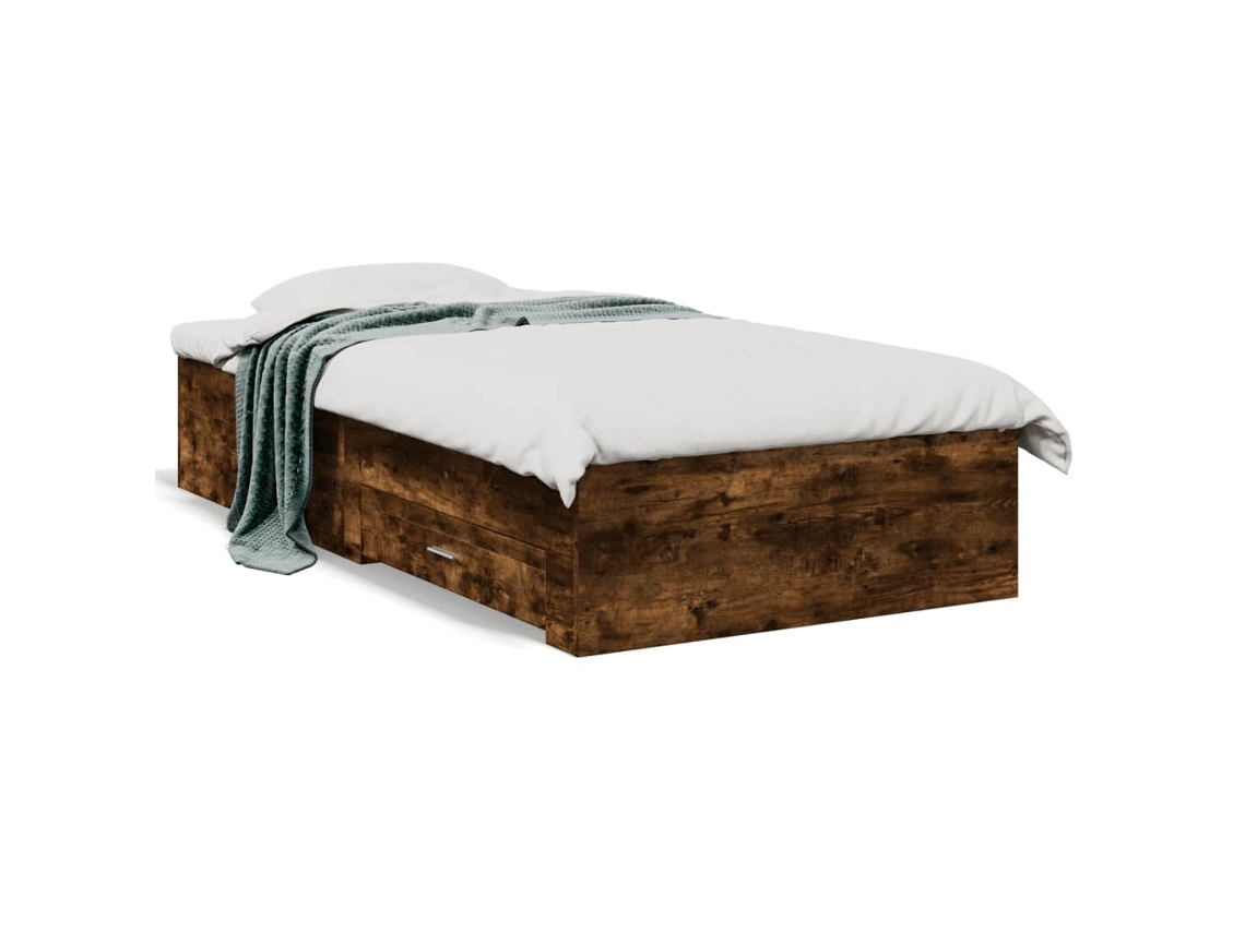 Bed Frame, Bed Frames Vidaxl Marrom Madeira Processada (90 X 190 Cm)