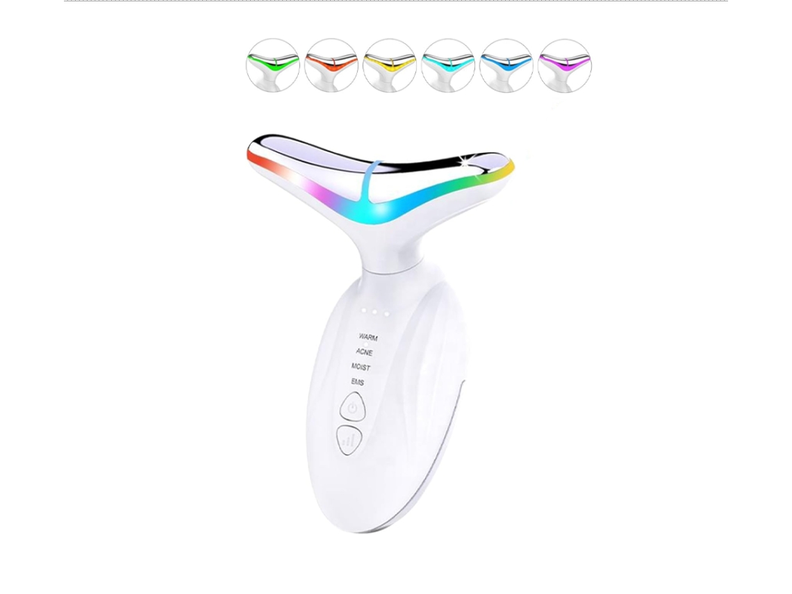 Microcorrente 4 Modos + 7 Leds, Massageador Rosto/pescoço (branco)