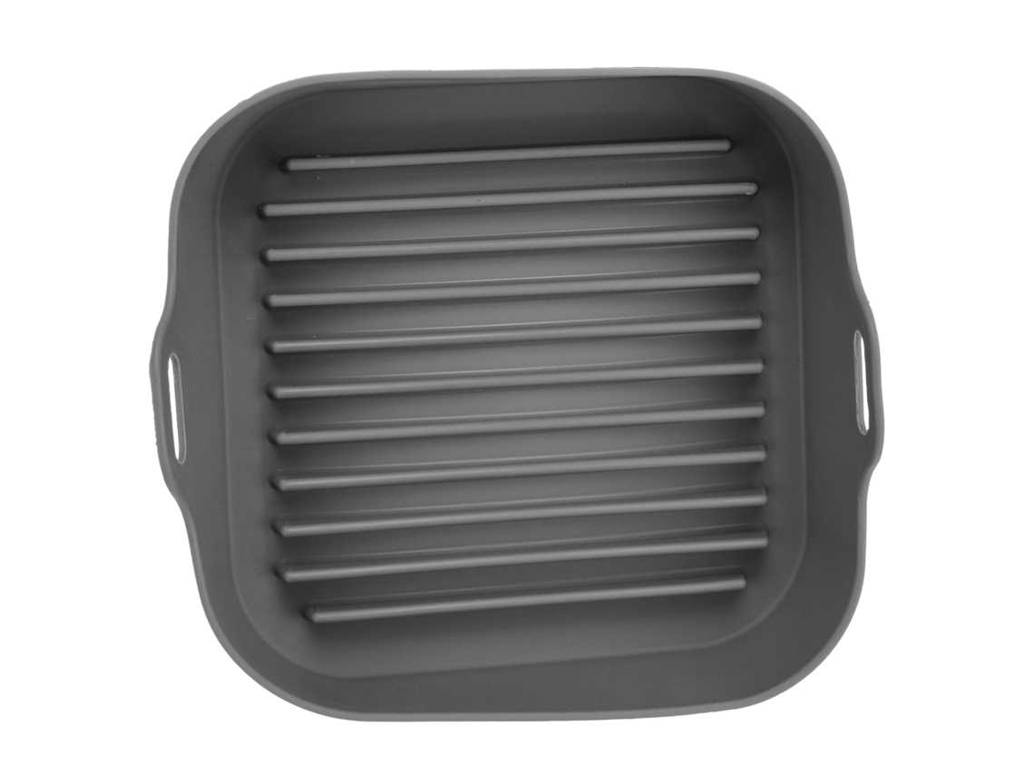 Cesto De Silicone Quadrado Multifuncional De Reposição Para Fritadeira De 25 Cm(10 Polegadas), Cinza