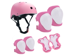 (rosa) Conjunto De Equipamento De Proteção Para Crianças, Incluindo Capacete, Joelheira, Cotovelo E Pulso Para Esportes Ao Ar Livre