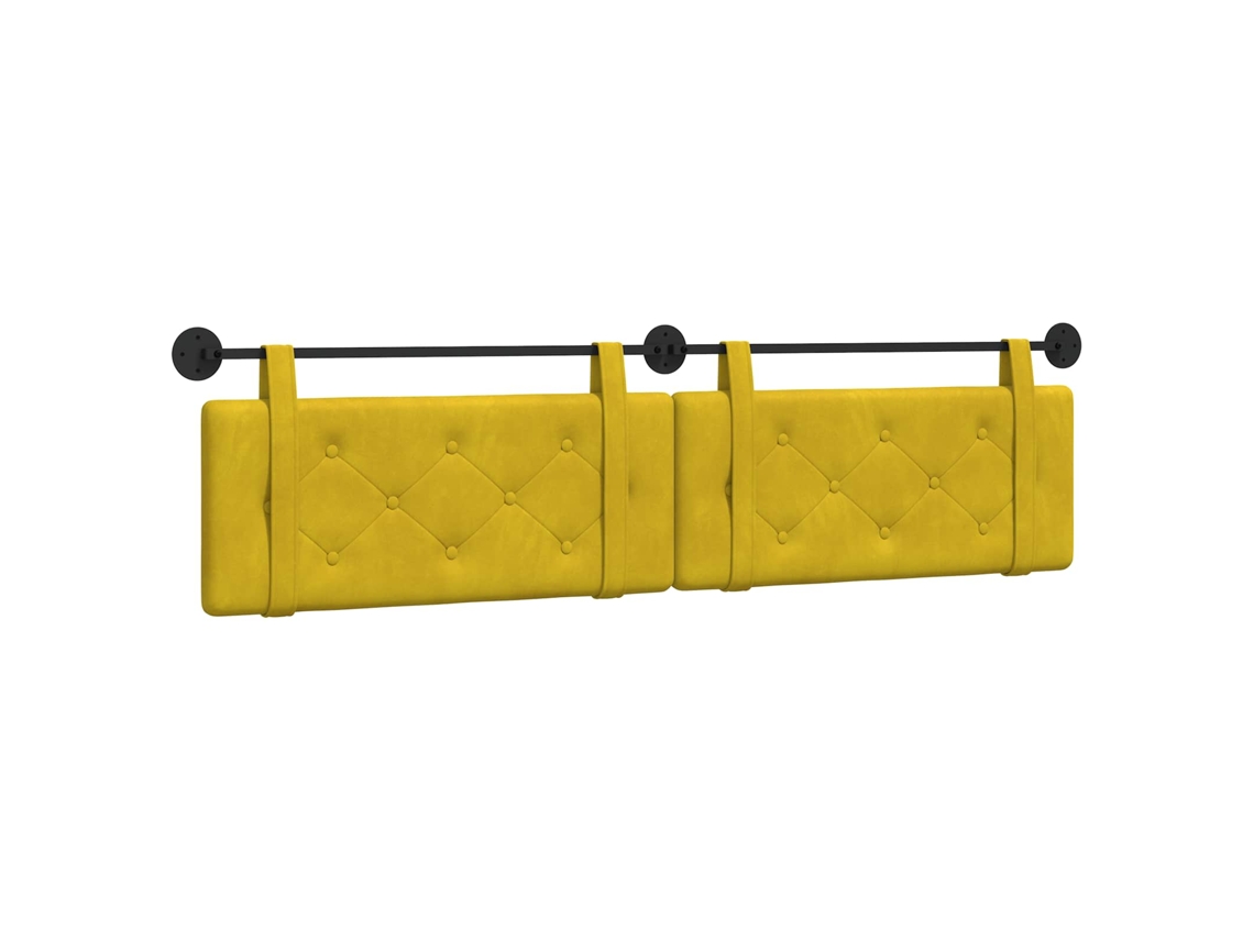 Conjunto 1 Cabeceira Suspensa Vidaxl Amarelo Veludo (210 X 55 X 5 Cm)