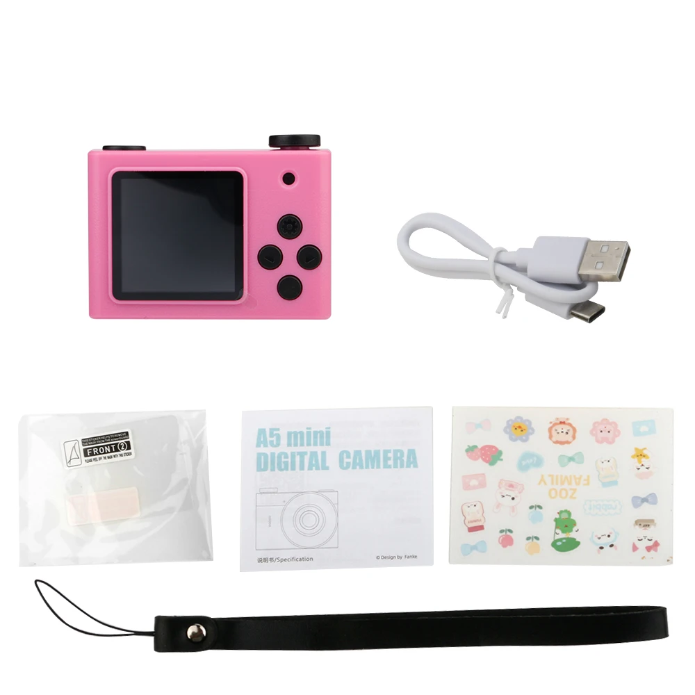 Mini Câmera Digital 720p com Tela, Filmadora Infantil, Gravador Dv MDUG (rosa 8gb)