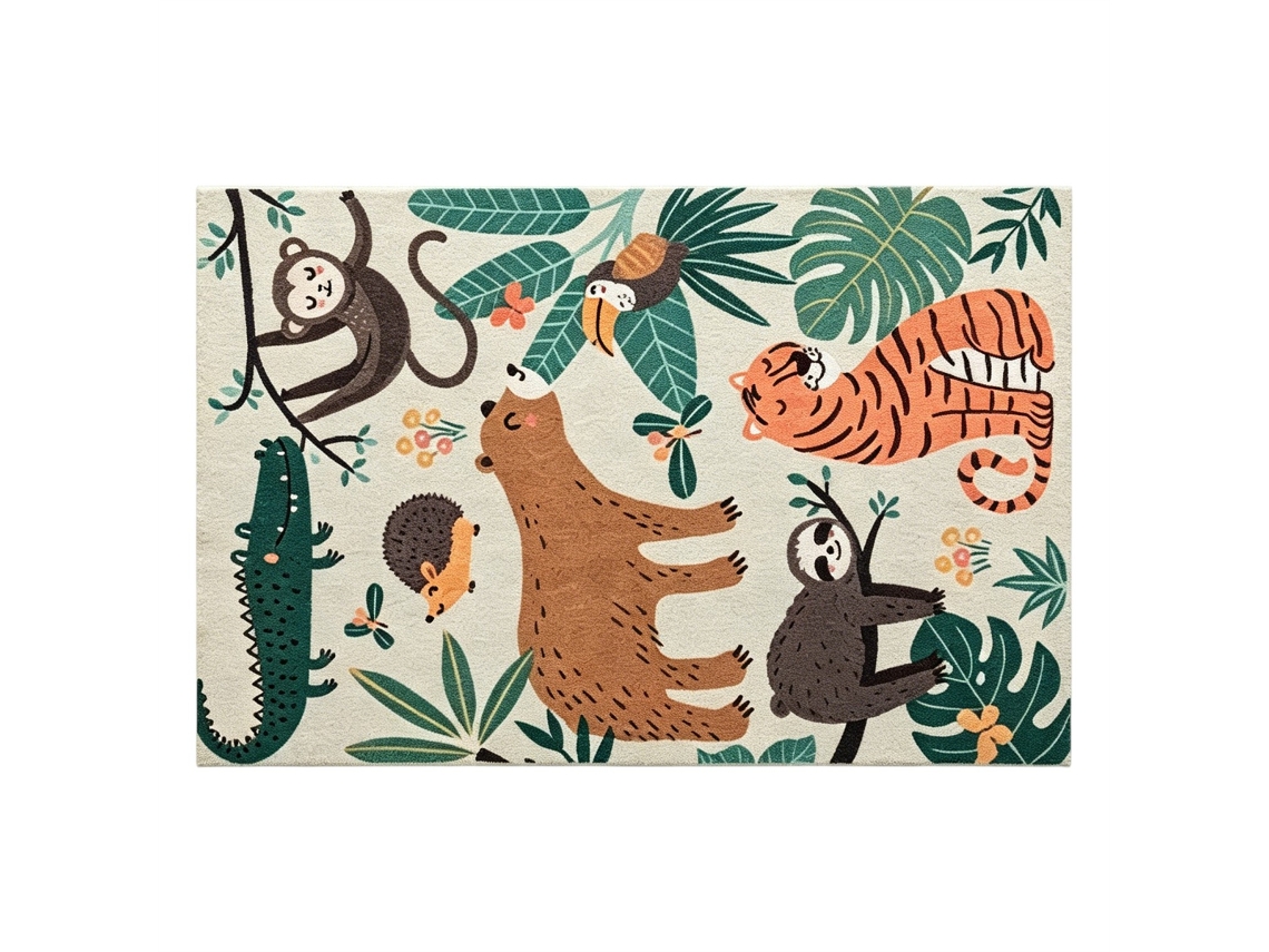 Tapete com Estampado de Selva, Fácil de Limpar, 120x160cm, com Base Antiderrapante. BAGOLY