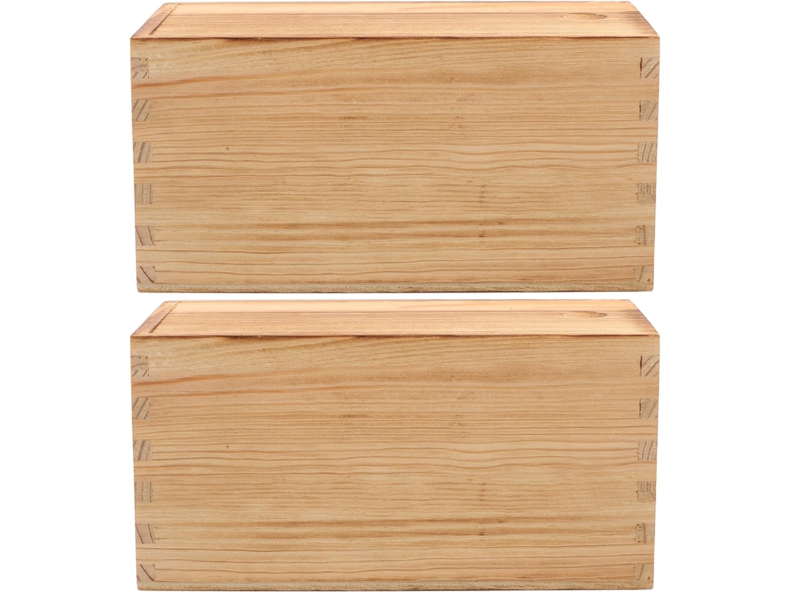 Caixa De Joias Vintage De Madeira Com Tampa Deslizante, 2 Peças - Armazenamento Prático Para Colares.