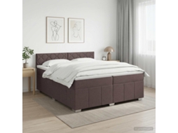 Vidaxl Cama Box Spring Com Colchão Marrom Escuro 200 X 200 Cm Tecido