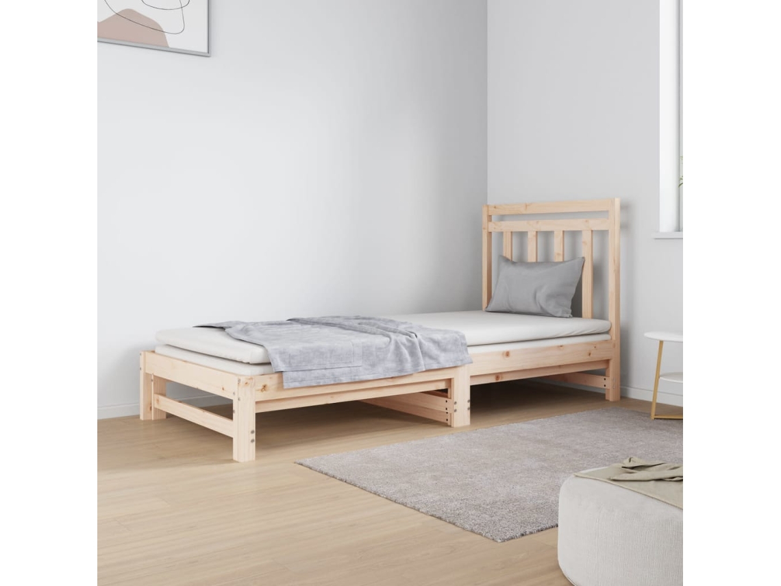 Vidaxl Estrutura Sofá-cama De Puxar 2x(90x190) Cm Pinho Maciço