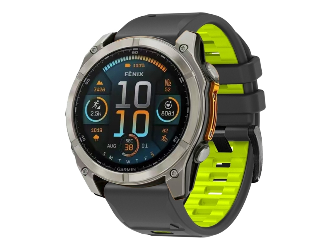 Bracelete Para Garmin (26mm) - Silicone - Liberação Rápida - Duas Cores Preto Lima