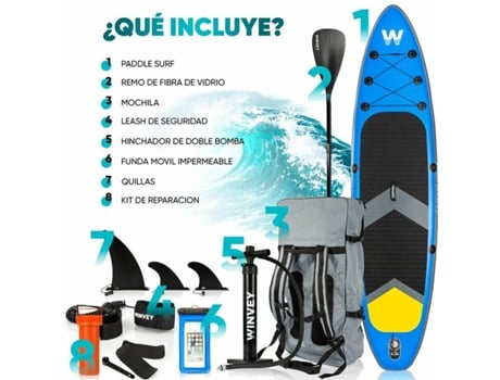Prancha De Paddle Surf Insuflável Com Acessórios Winvey Winvey Hinchable Azul (azul)