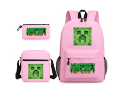 Mochila Escolar, Conjunto 3 Peças, Rosa
