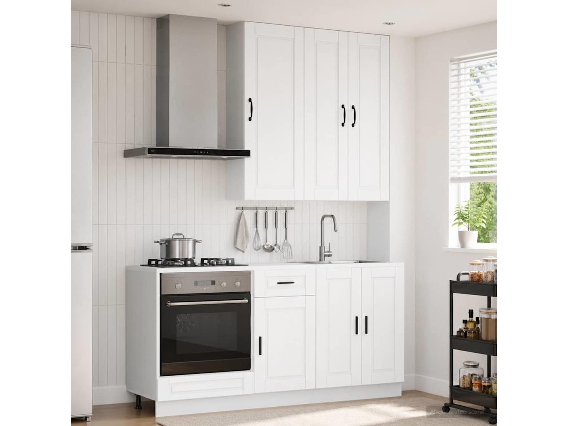 Vidaxl Unidade De Cozinha Porto 5 Unid. Branco Derivados De Madeira