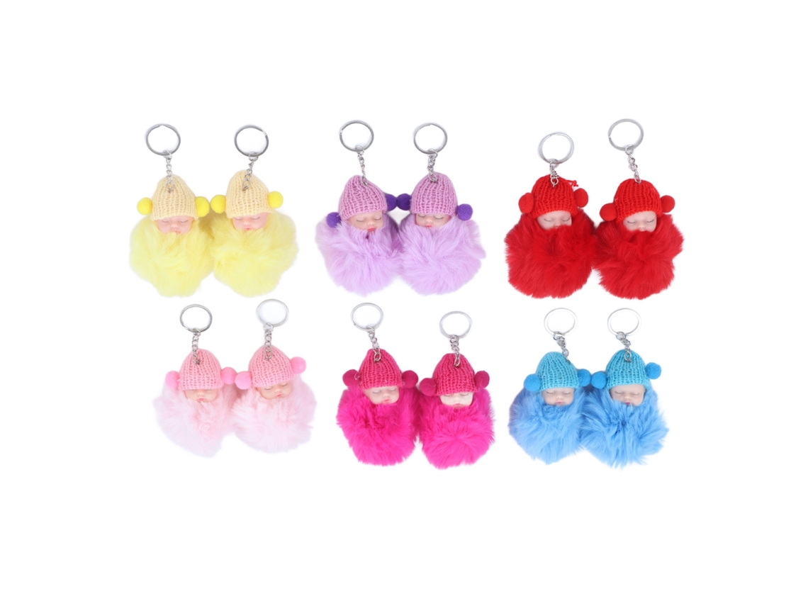Primerox 12 Pcs Pingente Bebê Dormindo Pelúcia Macio Anel Chave para Bolsa Carteira No.892 15