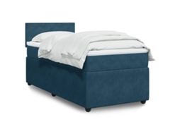 Vidaxl Cama Boxspring Com Colchão 90x190 Cm Veludo Azul