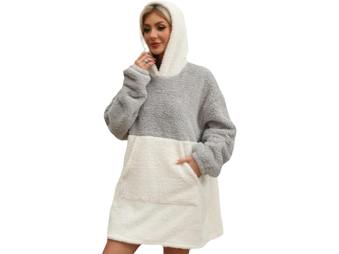 Manta Portátil Feminina, Vestível Tipo Moletom, com Capuz, Suéter de Flanela Quente, e Aconchegante, CHABERLU