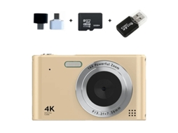 Mini Câmera Compacta UHD 4K Câmera Digital Foco Automático Zoom 16x 32g Dourado Yizhood