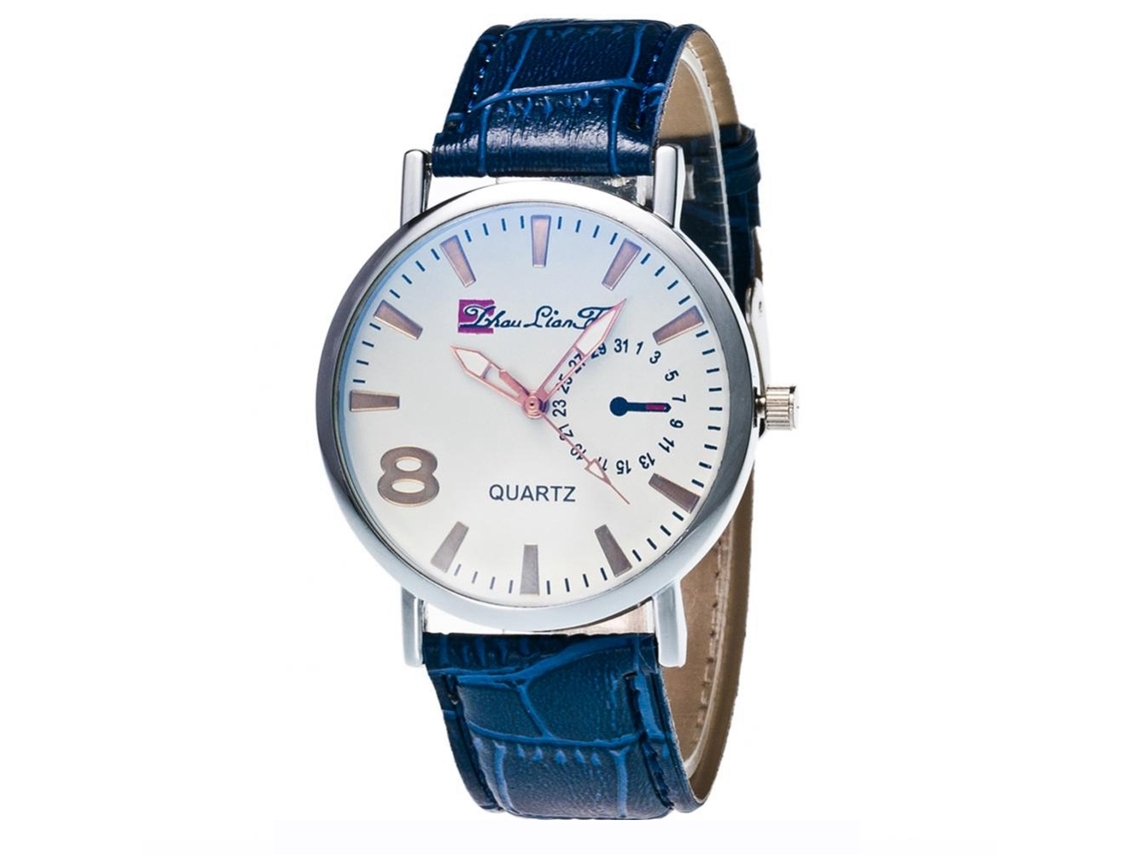 Reloj De Pulsera De Cuero Pu Casual Unisex Para Hombres Y Mujeres Zhoulianfa (azul)