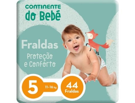 Fraldas Proteção e Conforto 11-16kg T5 CONTINENTE DO BEBÉ emb. 44 un