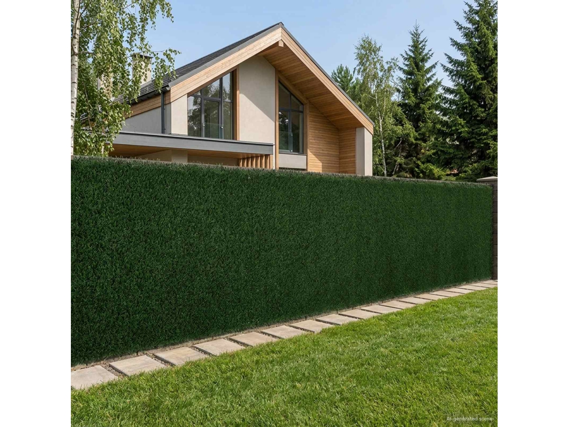 Vidaxl Cerca Artificial Verde-escuro 1,5 X 6 M Pvc E Aço
