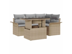 Vidaxl Conjunto de Sofá de Jardim 5 Pcs Bege Rattan Sintético