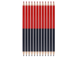 Jogo De 12 Lápis Apagáveis De Duas Faces E Ponta Dupla, Pré-afilados, Para Desenhar, Escrever E Corrigir Tarefas, Lápis Vermelhos E Azuis.