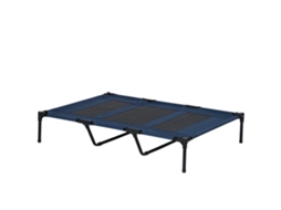 Cama De Estimação Elevada Gatos Com Tecido Transpirável Para Dormir Relaxar Exterior Jardim Terraço 122x91x23cm Azul