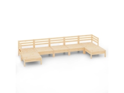 7 Pcs Conjunto Lounge de Jardim Pinho Maciço MAISON EXCLUSIVE