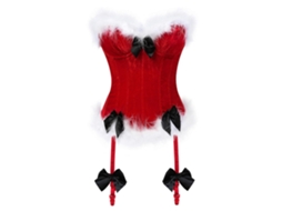 Corpete Feminino Overbust, Lingerie Modeladora, Tops Curtos, Fantasia De Natal, Penas, Laço, Vermelho, Tamanho Grande Olysi Shop