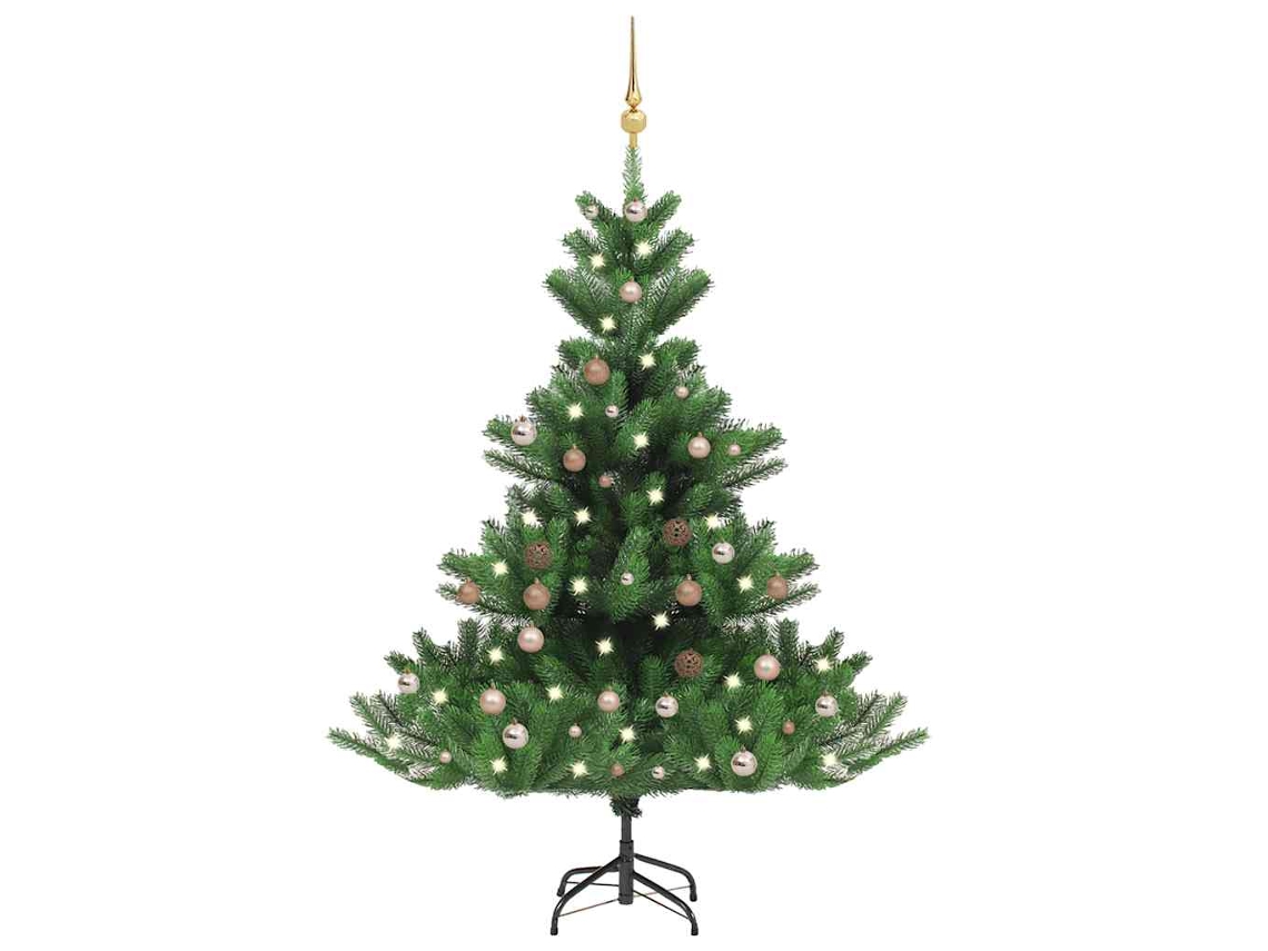 Vidaxl Árvore Natal Artificial Leds/bolas 150cm Abeto Caucasiano Verde