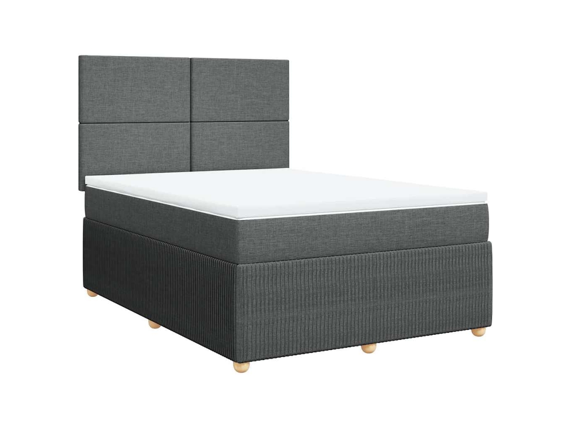 Cama com Molas e Colchão Tecido Cinzento Escuro MAISON EXCLUSIVE (140x190 cm)