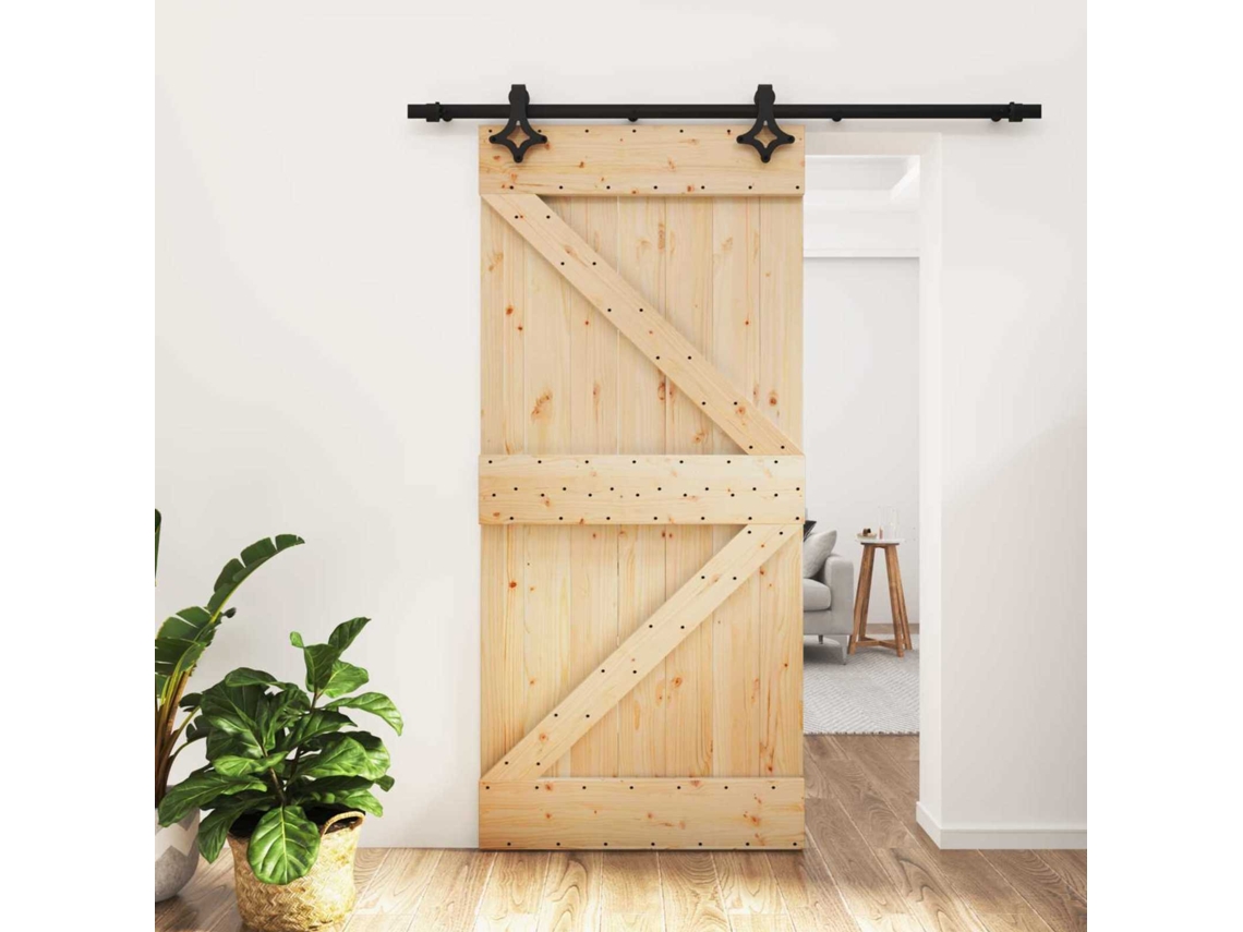 Vidaxl Porta Deslizante Natural E Preto 95 X 210 Cm