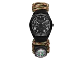Relógio de pulso masculino com bússola para caminhadas, montanhismo e camping, verde.