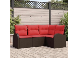 Vidaxl Conjunto de Sofá de Jardim Castanho Vime Pe