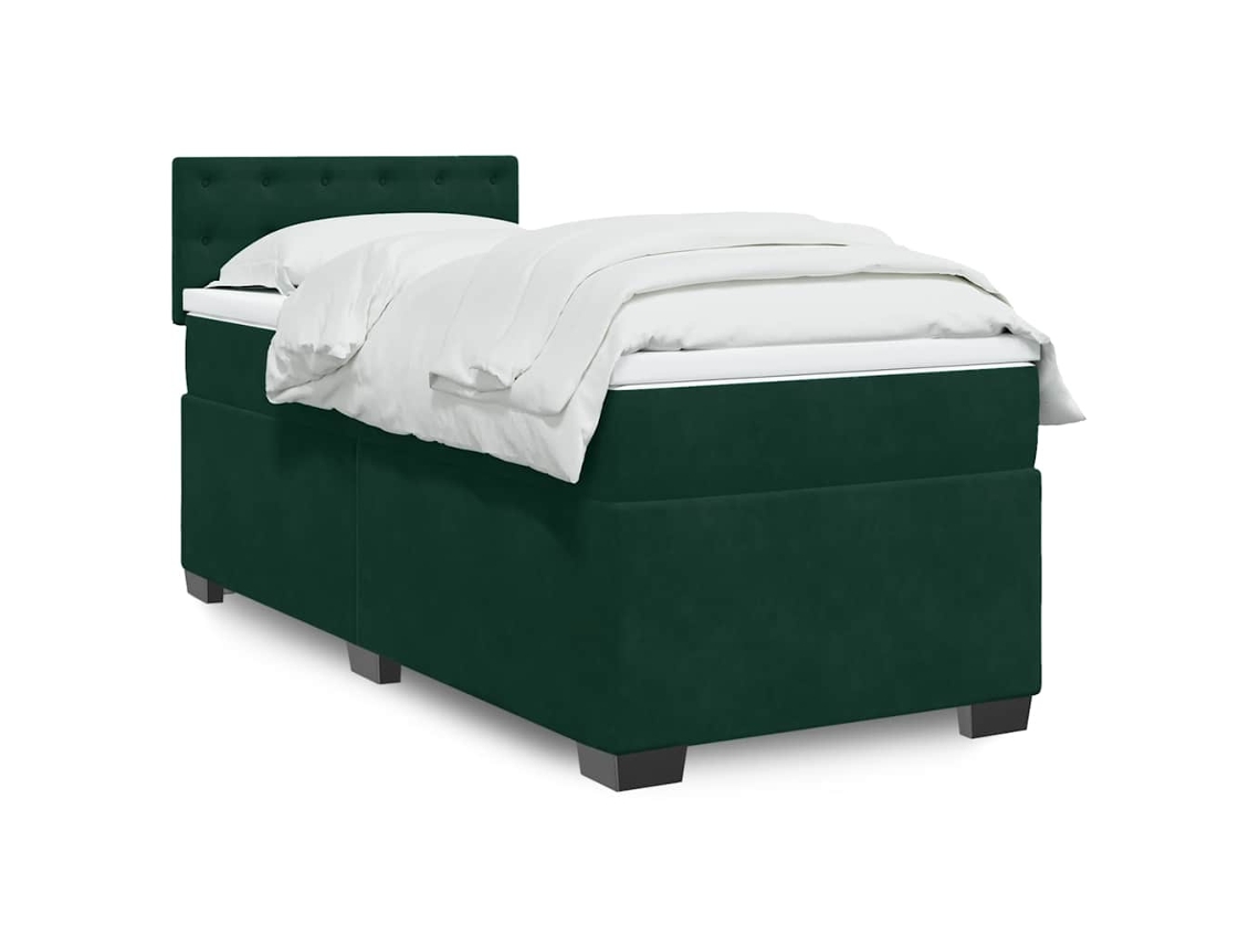 Vidaxl Cama Com Molas/colchão 80x200 Cm Veludo Verde-escuro